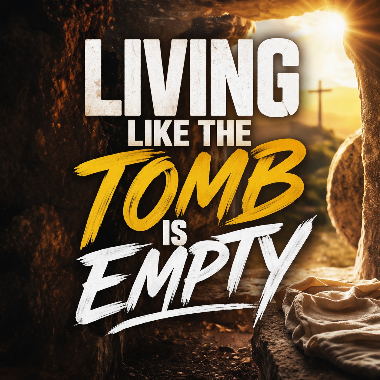 Empty tomb at sunrise symbolizing Jesus’ resurrection and bold faith