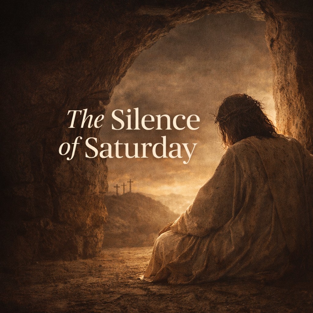 The Silence of Saturday – Holy Week Devotional Jesus seated in the tomb representing the silence of Saturday during Holy Week.