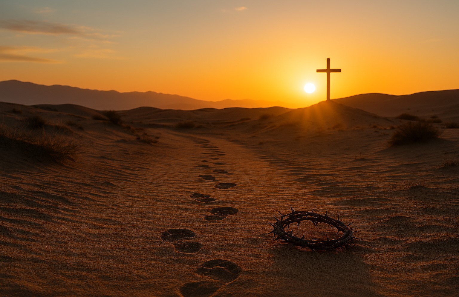 Desert Footprints Toward the Cross