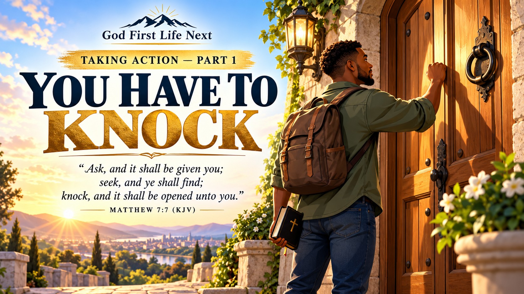 You Have to Knock | Matthew 7:7 Man knocking on a door for “You Have to Knock” devotional.