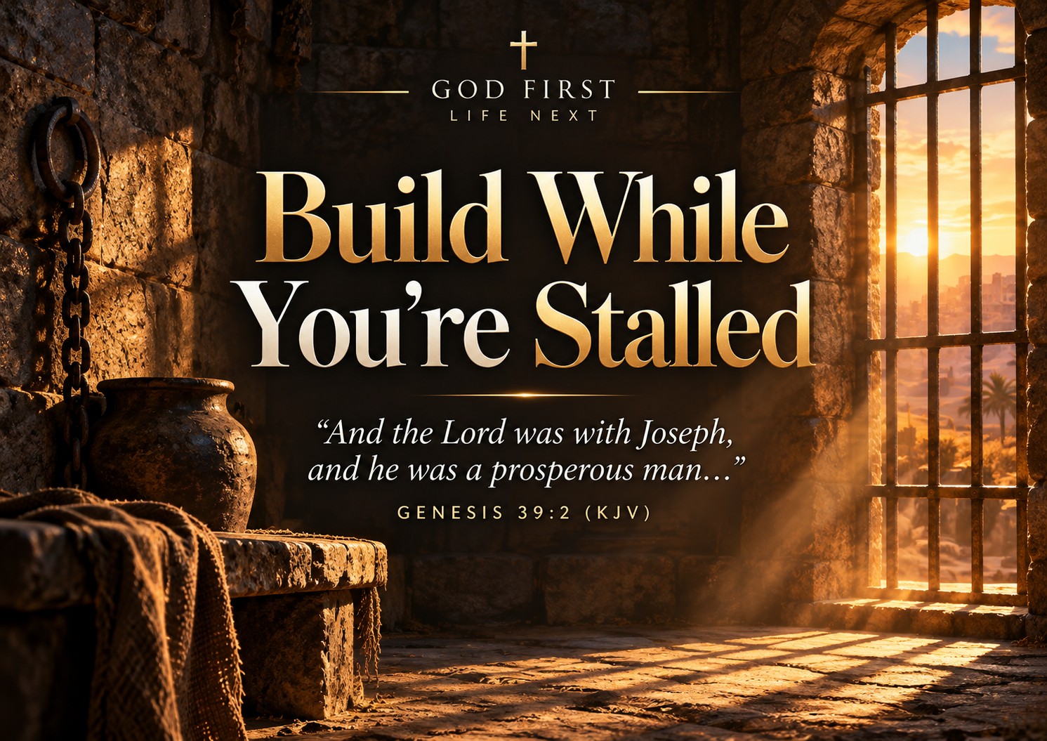 Build While You’re Stalled devotional featuring Joseph’s prison and Genesis 39:2.