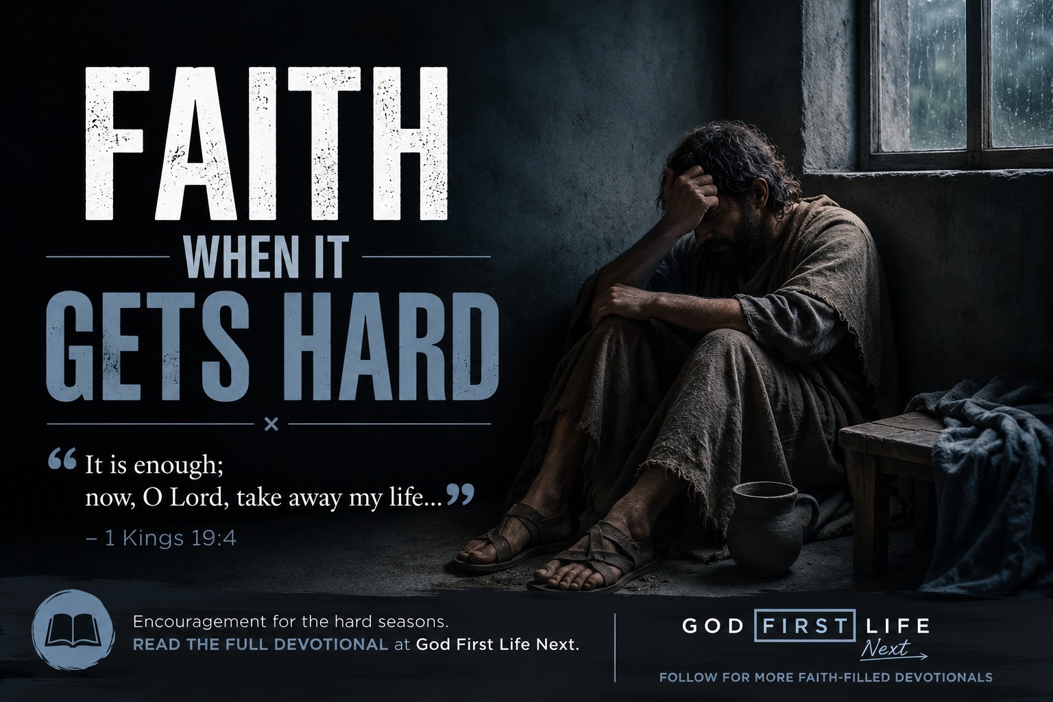 Weary Elijah reflecting during a hard season of faith.